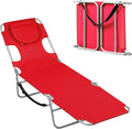WLIVE Beach Lounge Chair for Adults, 4-Position Folding Tanning Chairs with Face Hole, 2 Legs Support Portable Outdoor Chair for Beach, Pool, Red