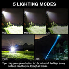 AKNEAR Rechargeable LED Flashlight 99000 High Lumens, Super Bright Flashlights with Zoomable & USB C Rechargeable & 5 Light Mode & IPX-7 Waterproof, Powerful Flash Light for Home, Hiking, Camping