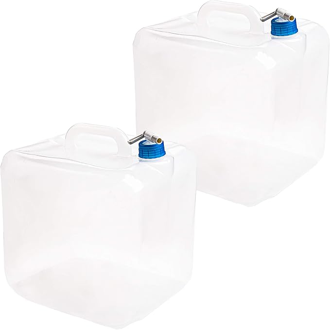 Cedilis 2 Pack 5.3 Gallon Collapsible Water Container with Spigot, Food Safe Water Storage Jug, BPA-Free Camping Water Storage Jug Canteen for Outdoor Hiking and Emergency, Portable, Foldable | 2 Pack, with Spigot, Food Safe, BPA-Free, Canteen