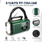 Hand Crank Emergency Radio, NOAA Weather Radio with AM/FM Solar Radio,10000mAh Rechargeable Battery Powered, USB-C Charger, Flashlight, SOS Alarm, for Storm, Hurricanes Outdoor Survival Emergencies