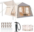 ABORON 2/6/8/10/12 Person Inflatable Camping Tent, Easy Setup Blow Up Tent with Hand Pump, PU3000mm Waterproof & Breathable 4 Season Glamping Tent for Outdoor Camping
