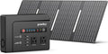 Powkey Solar Powered Generator, 200W Portable Power Station with Solar Panels 40W, 146Wh Power Bank with 2 AC Outlet 110V Pure Sine Wave for Outdoor Camping Emergency Home
