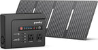 Powkey Solar Powered Generator, 200W Portable Power Station with Solar Panels 40W, 146Wh Power Bank with 2 AC Outlet 110V Pure Sine Wave for Outdoor Camping Emergency Home