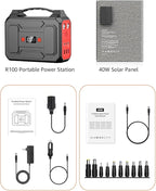 Solar Powered Generator 200W Peak/100W Rated, Portable Generator Power Station with Solar Panels 40W Included, 146Wh Solar Power Bank with AC Outlet 110V for Home Use Camping Outdoor Adventure