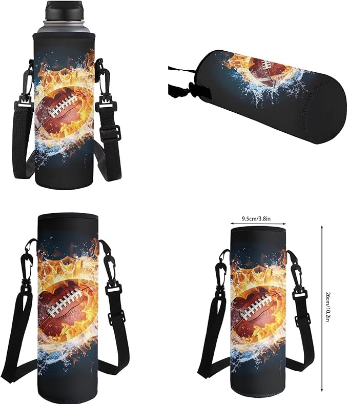 Football Backpack with Lunch Box Fire Bookbag Practical Portable Boys Bookbag Age 6-8 with Lunch Box 4 in 1 School Bag for Boys 7-8 Travel Daypack Outdoor Camping Graduation Gifts