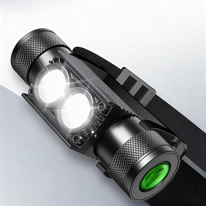 Super Bright Mini Led Rechargeable Headlamp -1200 Lumen Rechargeable Head Lamp with 6 Modes,Waterproof Head Light with 3000mAh for Camping,Running,Hiking, Emergency,Outdoor,Car Repair