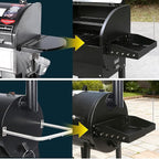GRISUN Adjustable Folding Grill Side Shelf for Pit Boss 540 & 700FB, Side Prep Table with 5 Tool Hooks for Camp Chef, Char-Griller & Dyna-Glo Grills