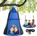 Costzon 2 in 1 Kids Detachable Hanging Chair Swing Tent Set, Hammock Nest Pod Hanging Swing Seat for Boys/Girls, Children Outdoor Indoor Swing Play House with Play Tent, Max Capacity 330 LBS (Blue)
