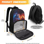 Fire Flame Wolf School Bag Backpack with Lunch Compartment 17in Travel Laptop Insulated Cooler Bag Box Hiking Picnic Camping Travel Casual Backpack Kids Daypack