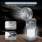 Solar Camping Lantern with Fan & Phone Charger, Portable Rechargeable Power for Hurricanes, Emergency, Power Outage and Camping Gear, Silver
