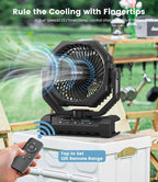 Portable Fan Rechargeable, 60H Long-Lasting Battery Powered Fan - 4 Speeds, 3 Light, Timer, Sleep Mode, Hook, Fans for Camping Gear, Travel Essentials, Tent, RV, Outdoors, Garage, Emergency