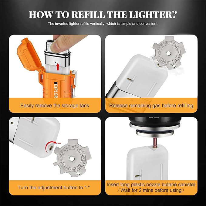 Torch Lighter, Double Jet Flame, Waterproof, Windproof, Refillable Butane Gas Lighters for Survival, Camping, Hiking, Grill