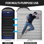 Single Sleeping Bag for Adults Kids 3-Season, Lightweight Waterproof Ripstop, Dual Zipper Bottom Vent, Compression Sack, Portable Camping Hiking Backpacking Gear