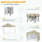 COBIZI 10x10 Pop Up Canopy Tent Commercial Heavy Duty Instant Canopy with 4 Sidewalls, UV 50+ Silver Coated Waterproof Vendor, Portable Shelter with Carry Bag, Event Tent for Parties, Khaki