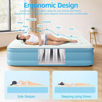 Air Mattress Queen with Built in Pump, Blow Up Mattress 18 Raised Comfort, Upgraded Surface Portable Air Bed with Pillow, Inflatable Mattress for Camping, Home and Guest, 650 lbs Max