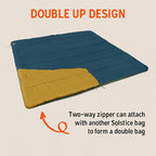 Kelty Solstice 20 Oversized Camping Sleeping Bag, Spacious Rectangular Shape, Zip Together for 2P, Anti-Snag Zips, Internal Pocket