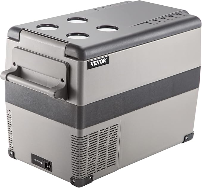 VEVOR 12 Volt Refrigerator, 48 Quart (45L) Fast Cooling Portable Freezer with App Control (-4℉~68℉), Car Fridge with 12/24v DC & 110-240v AC for Travel, Truck, Camping and Home Use, Black