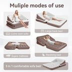 Full Size Air Mattress for Inflatable Portable Blow Up Mattress Sofa Bed with Flocked top-Double Air Couch for Tent Camping(Dark Brown)
