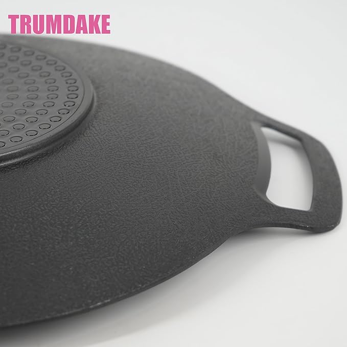 Korean Style BBQ Grill Pan,13" Non-stick Smokeless Circular Grill Pan with Silicone handle,Medical Stone Coated Barbecue Stovetops Frying Pan for Indoor Outdoor Camping baking Pan