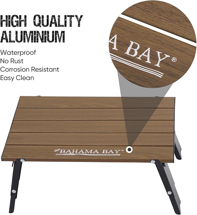 Old Bahama Bay Ultralight Aluminum Mini Table, 66lbs/30kg Weight Capacity, Foldable Small Beach Table with Retractable Legs,Suitable for Picnic Camping Outdoor Hiking