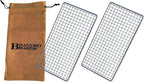 Portable Bushcraft Stainless BBQ Cooking Grill Grate, Bamboo Cutting Board, Burlap Bag, Mini Knife, Fire Starter Kits. Camping, Campfires, Backpacking, Hunting & Fishing Gear