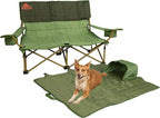 Kelty Low Loveseat Oversized 2-Person Heavy Duty Folding Camp Chair, Double Seat for Soccer Games, Tailgating, Beach Days (Low Height/Dill)