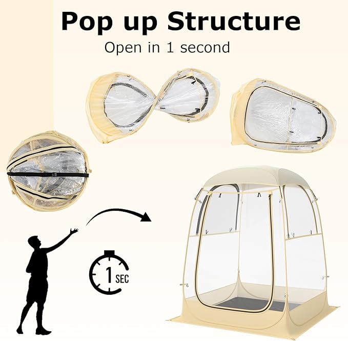 Goplus Sports Tent, Instant Pop up Weatherproof Shelter, Portable & Foldable Outdoor Clear View Bubble Tent w/Carrying Bag, Floor Mat, Watch Sports Events Camping