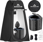 PANKAY Portable Toilet with Pop up Privacy Tent, X Large Camping Toilet Portable Potty for Adults, Outdoor Shower Tent Changing Room, Instant Pop Up, Washable Foldable Camp Toilet Kit with Carry Bag