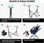 Hammock Camping Chair for Adults with Adjustable Backrest, Heavy Duty Padded Folding Hammock Chair Supports 400lbs, Portable Hammock Chair Swinging Chair for Camping, Travelling and Patio