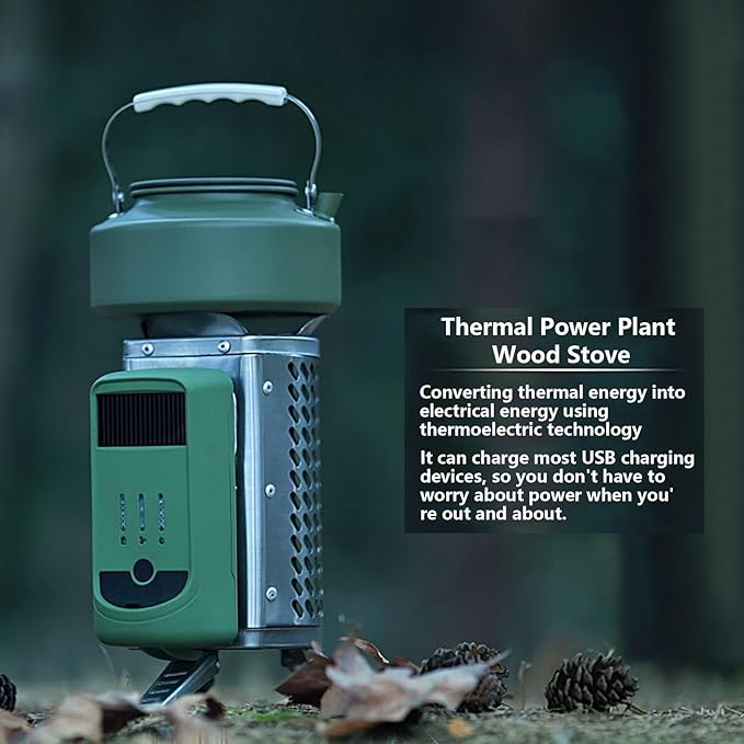 Wood Burning Electricity Generating USB Charging Camping Stove for Outdoor Adventures(Orange)
