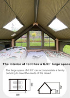 UNISTRENGH Waterproof Inflatable Cotton Camping Tent with Hand Pump Pop Up Outdoor 5-8 Person Glamping Tent House Breathable Large Luxury Tent