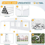 HOTEEL 10x30 Party Tent with 8 Removable Sidewalls for Parties, Weddings, BBQ, Baby Shower, Waterproof Outdoor Event Canopy, Patio Camping Gazebo, Carpas para Fiestas, White