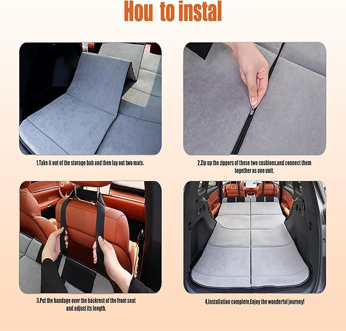 Non Inflatable Car Mattress for SUVs, Foldable Trunk Sleeping Pad for Car Camping, Inflation-Free Portable Sleeping Mattress for Road Trips, Travel, Beach & Outdoor Use