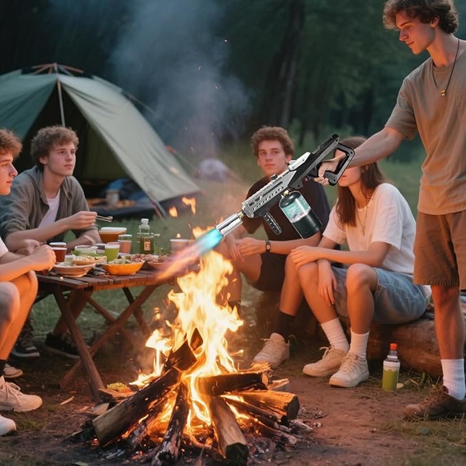 Powerful Propane Torch Gun, Flamethrower With Adjustable Flame, Blow Torch for Campfire, Fire Pit Starter, Fun Gift (Propane Tank Not Included)
