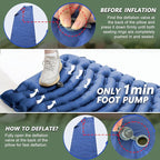 Sleeping Pad for Camping - Ultralight Camping Mattress with Pillow, Built-in Foot Pump, Compact Inflatable Portable Mat for Backpacking, Hiking, Car Traveling, Beach, Tent