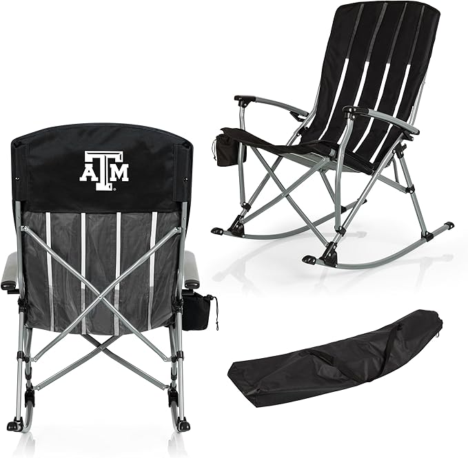 Picnic TIME NCAA Unisex-Adult NCAA Outdoor Rocking Camp Chair, XL Heavy Duty Camping Chair for Adults