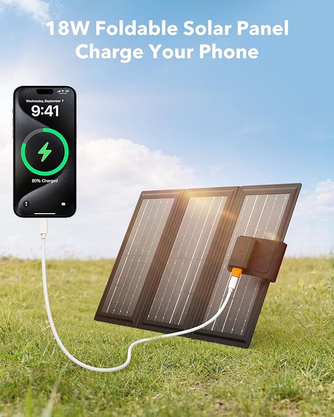 Solar Ceiling Fan Light, Battery Operated Camping Fan with Remote Contorl & 20W Portable Foldable Solar Panel, Rechargeable Gazebo Fan Light for Tent Canopy Pergola Travel