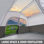 HIKERGARDEN 6-8 Person Camping Tent - Portable Family Cabin Tent for Camp, Windproof Fabric Camp Tent Outdoor for Hiking, Backpacking, Traveling