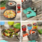 JSEIAJB Camping Travel Equipment Tableware Cookware Kit Pots Burner Gas Stove Accessories Kitchen Utensils Sets Picnic BBQ Supplies