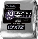 Tarp 10x12 Feet, 10 Mil Waterproof Tarps Heavy Duty with Grommets Every 23.6", Thick Plastic Tarp, UV Resistant Tear&Fade Resistant, Reinforced Edges for Outdoor Pool Camp Tent