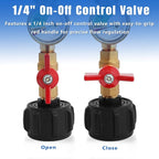 Propane Refill Adapter for 1 Lb. Tanks, Propane Adapter 20lb to 1lb Converter with On/Off Valve and Tank Gauge, for BBQ Grill Stove Camping with 2 Bottle Caps for Refillable 1 lb Cylinder, Solid Brass