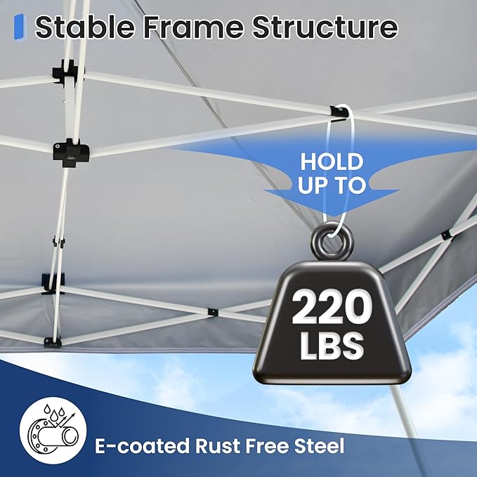Pop Up Canopy Tent Instant Shelter, Portable Outdoor Sun Shade (Light Blue, 10x10 with Sidewalls)
