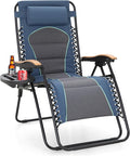 Sophia & William Oversized XXL Zero Gravity Lounge Chair Padded Reclining Lawn Chair Outdoor Gravity Chair with Cup Holder, Support 400 LBS, Blue
