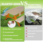 Picnic Table Cover with Bench Covers Vinyl Elastic Edges Fitted Rectangle Seat Tables Waterproof 3-Piece72X30in Set Outdoor Rectangular Folding Backing Tablecloth for Camping Over Size