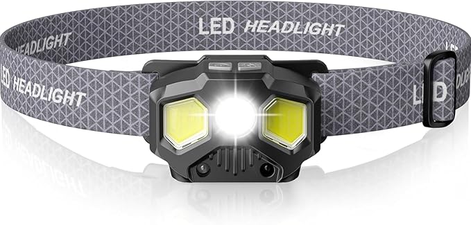 Rechargeable Headlamp with Red/Green/White 14 Modes, 1400 Lumens LED Head lamp Ultra-Bright Rechargeable, Headlamps with Memory Function, Ideal for Outdoor Camping, 1 Pack