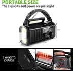 Emergency NOAA Weather Radio, 10000mAh/37000mWh, Solar Hand Crank Radio with AM/FM, Flashlight Reading Light, Rechargeable Battery, for Camping Safety & Survival Equipment Outdoor Emergencies