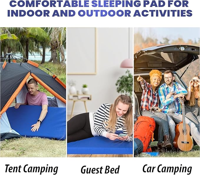 Hazli Matrix AirCell Memory Foam Camping Mattress Pad - CertiPUR-US Roll Up Mattress for Adults - Portable Foam Sleeping Mats for Camping - Camp Cot Sleeping Pad - Floor Sleep Mat Bed Roll for Car RV