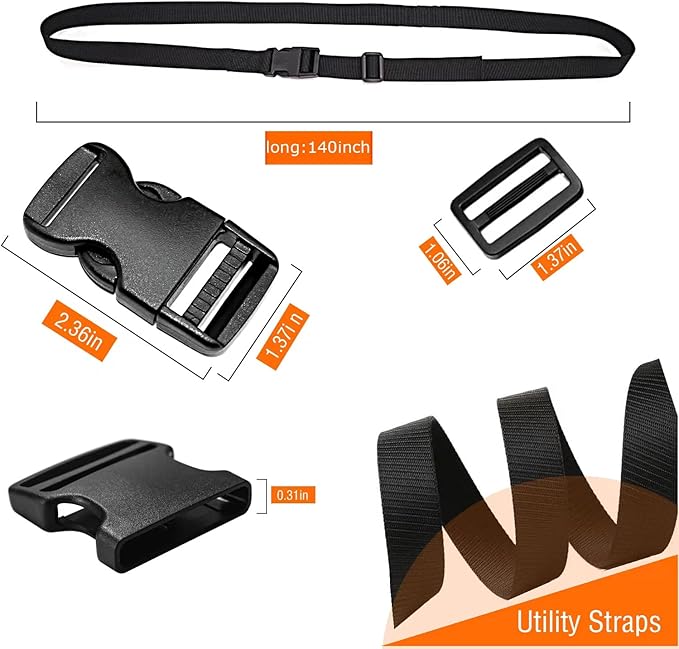 Premium Utility Straps with Quick Release Buckle Adjustable Short Nylon Tie Down Straps for Backpack Tactical Lashings Camping Gear Sleeping Bag Mattress Conveyor Belt Luggage