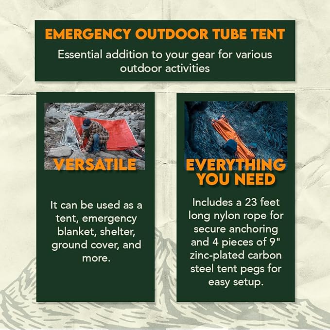 SE Emergency Outdoor Tube Tent with Steel Tent Pegs - ET3683
