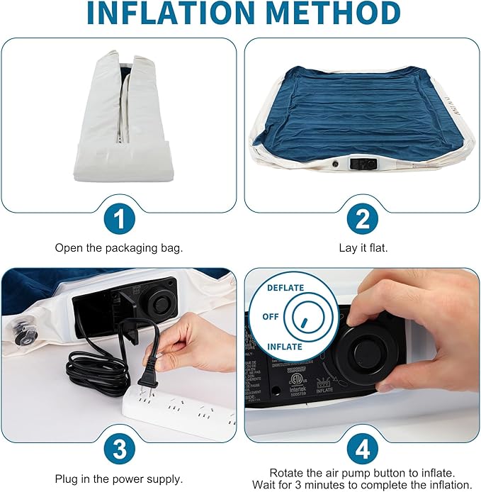 air Mattress Queen with Built in Pump 14 Inch Portable Inflatable Mattress Deluxe Flocking Inflatable Mattress for Temporary Guest Accommodation, Camping, and Home use MAX is 660 pounds